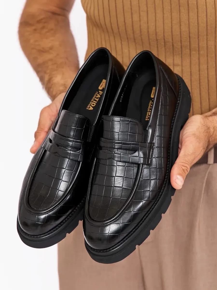 Лоферы кожаные туфли на высокой платформе