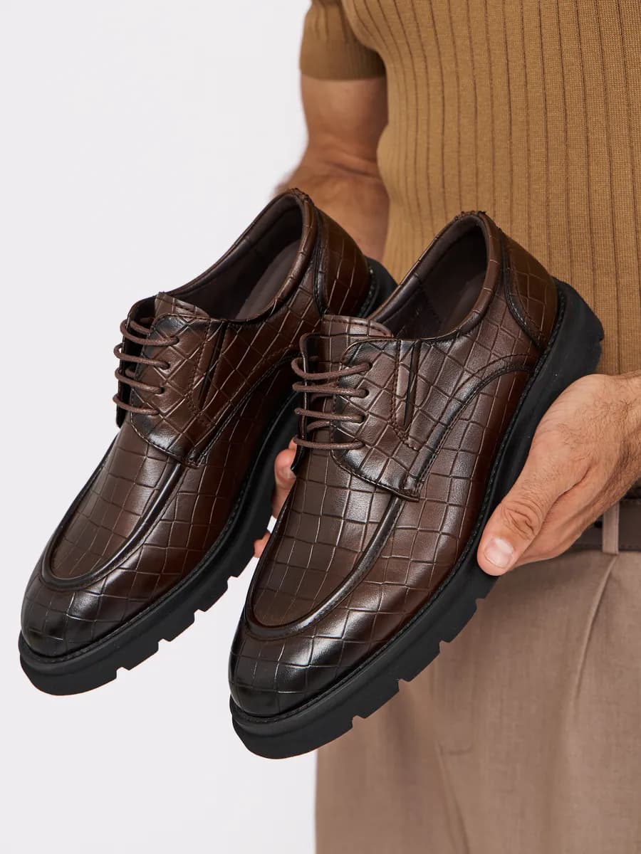 Лоферы кожаные туфли на высокой платформе