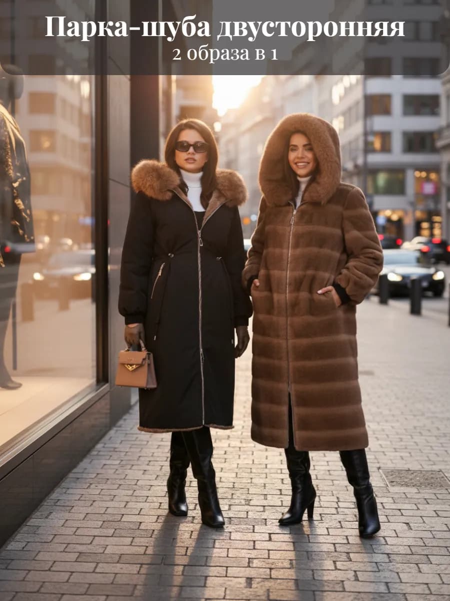 парка шуба двусторонняя большие размеры