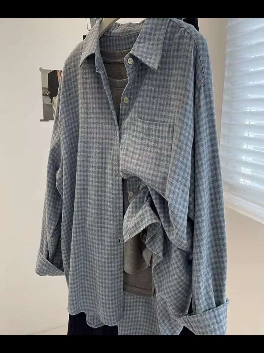 Рубашка в клетку теплая удлиненная