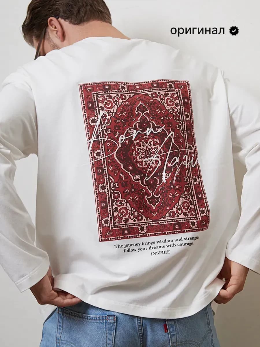 Лонгслив оверсайз с принтом - фото 1