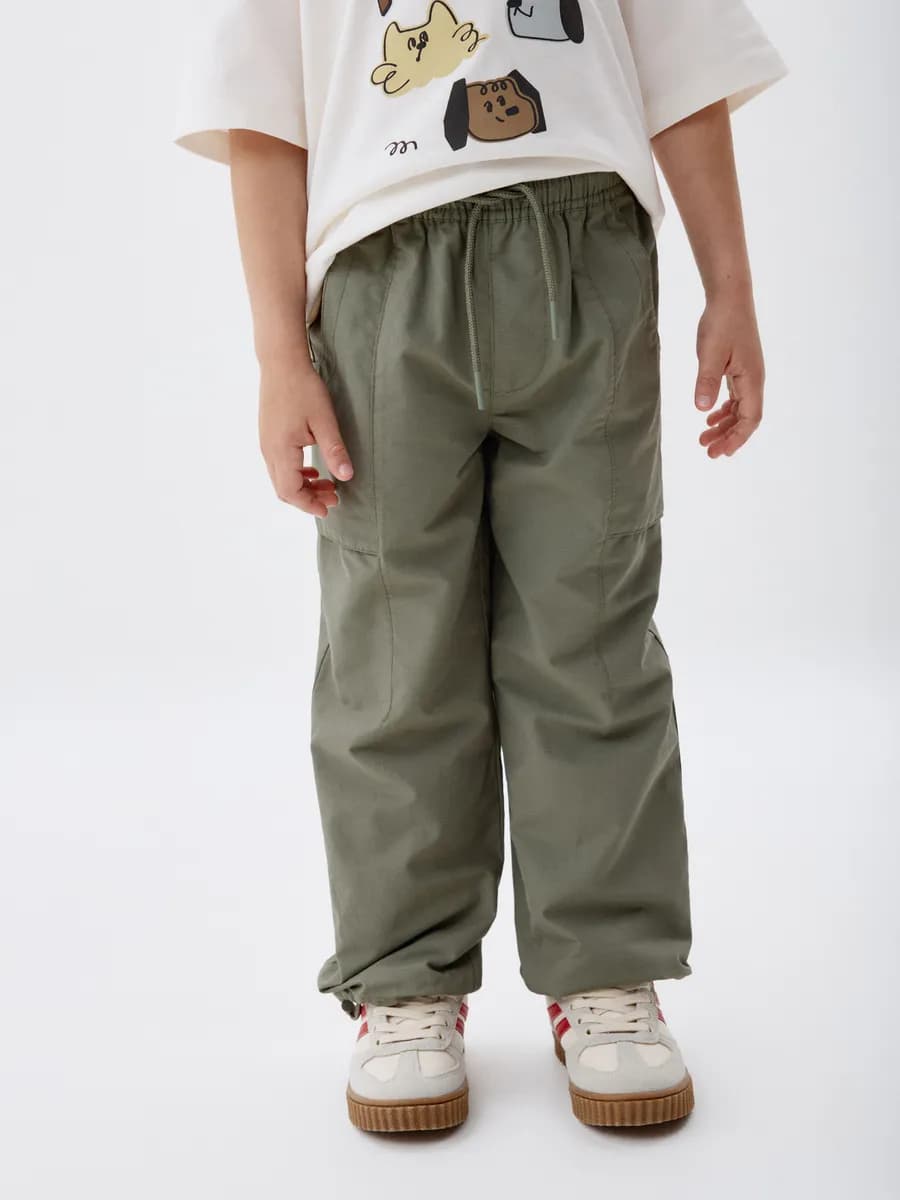 Брюки-парашюты на резинке утепленные - фото 1