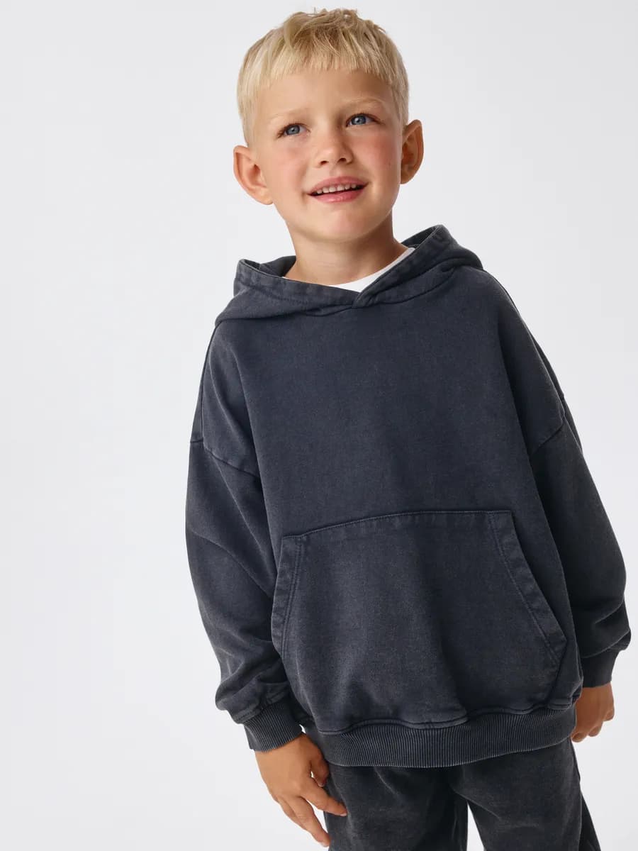 Худи толстовка с капюшоном базовая с эффектом стирки