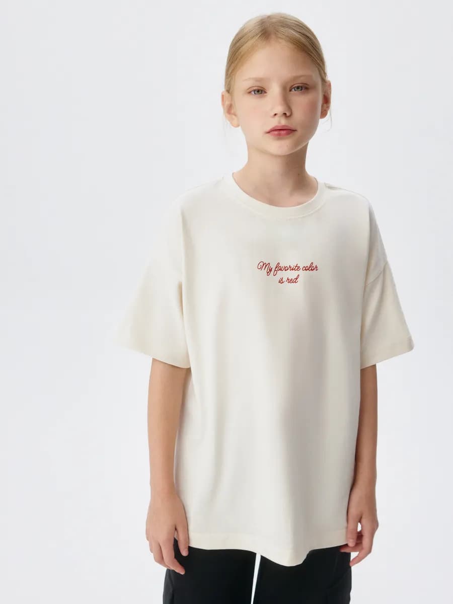 Футболка оверсайз из хлопка с принтом подростковая