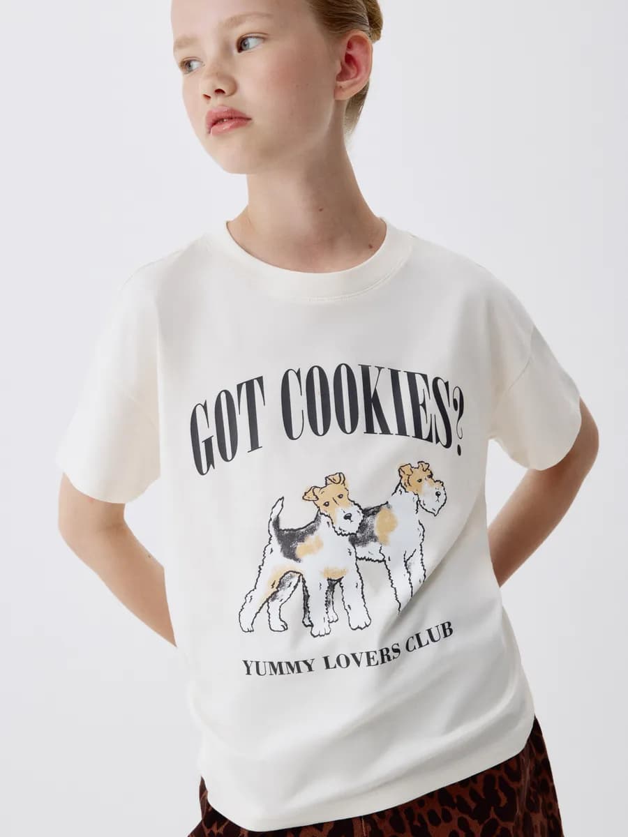 Футболка хлопковая свободная с принтом - фото 1