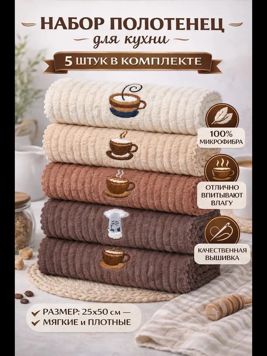 Новогодние полотенца для рук из микрофибры 25x50