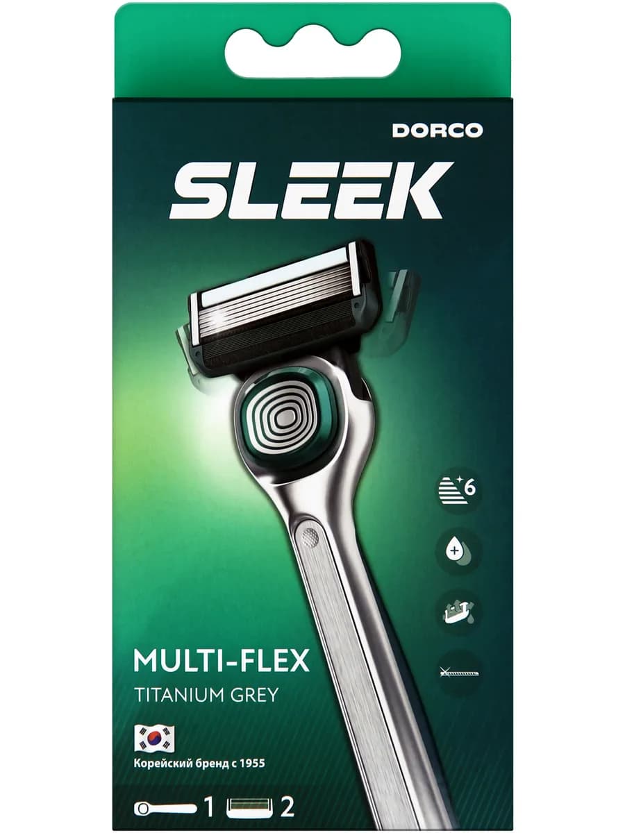 Sleek Бритва (1 станок, 2 кассеты), 6 лезвий + триммер