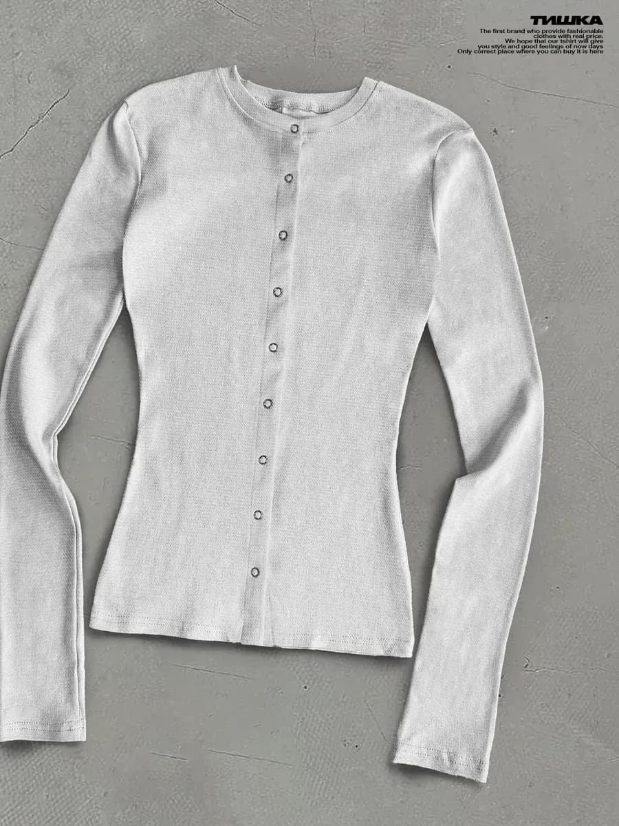 Базовый облегающий лонгслив скимс на застежке с кнопками