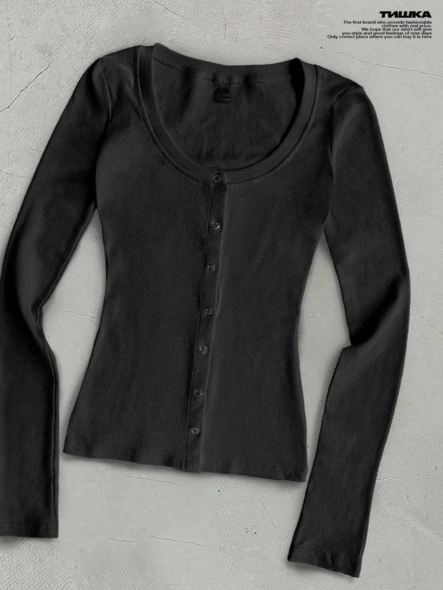 Базовый облегающий лонгслив скимс с застежкой на кнопках