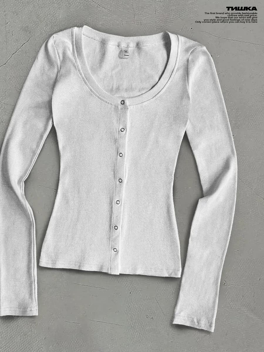 Базовый облегающий лонгслив скимс с застежкой на кнопках