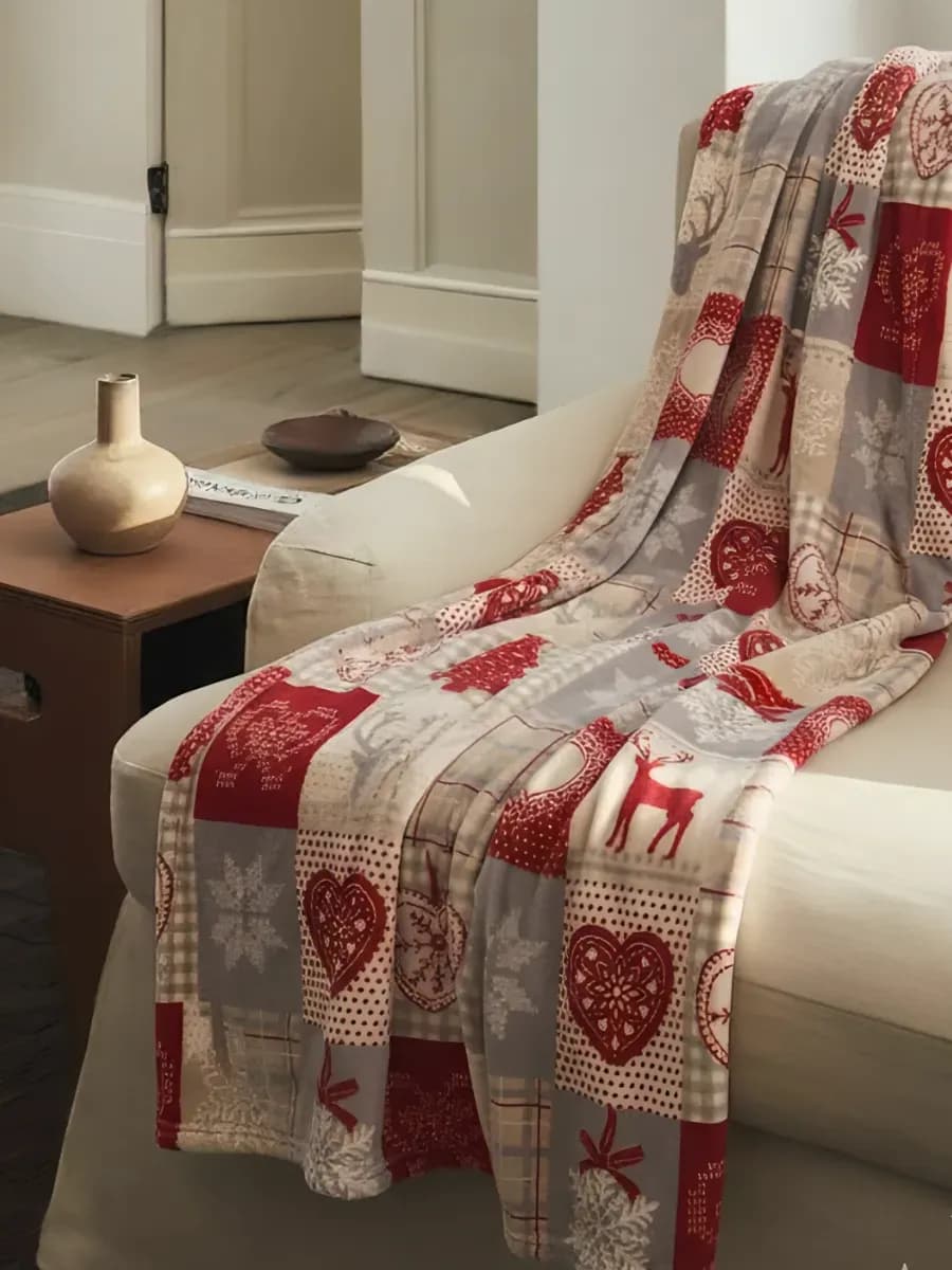 Плед новогодний 180х200 флисовый