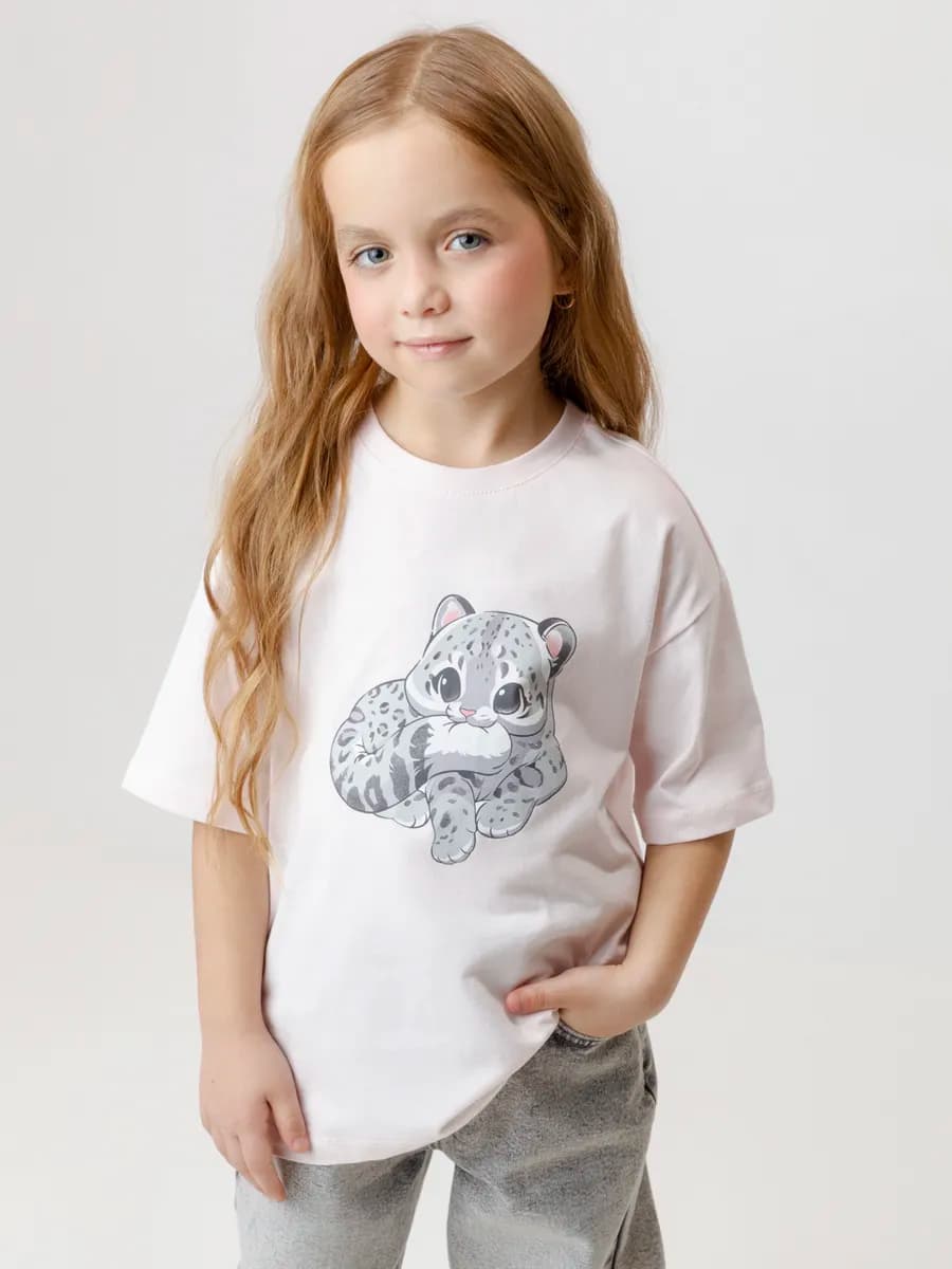 Футболка с принтом для девочки, хлопок
