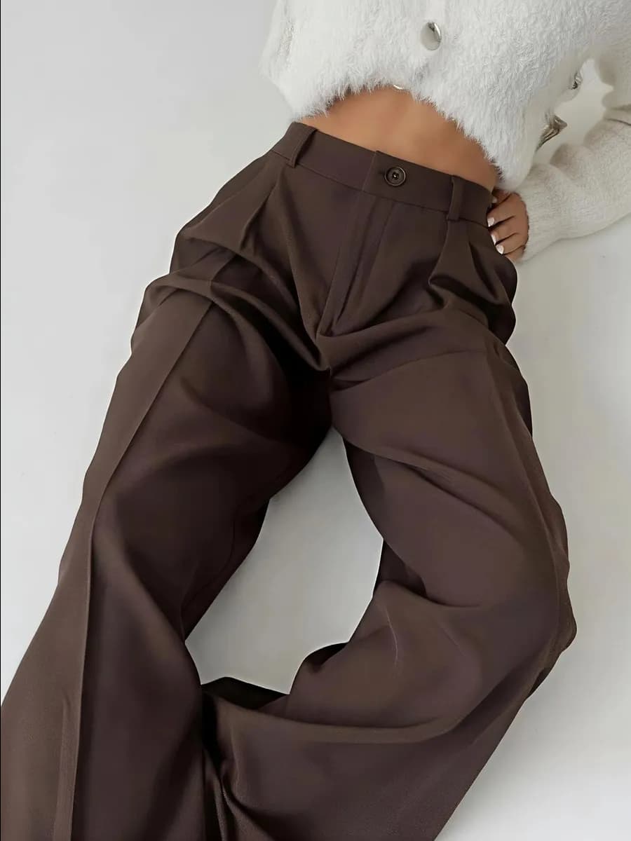 Брюки классические школьные палаццо с завышенной талией