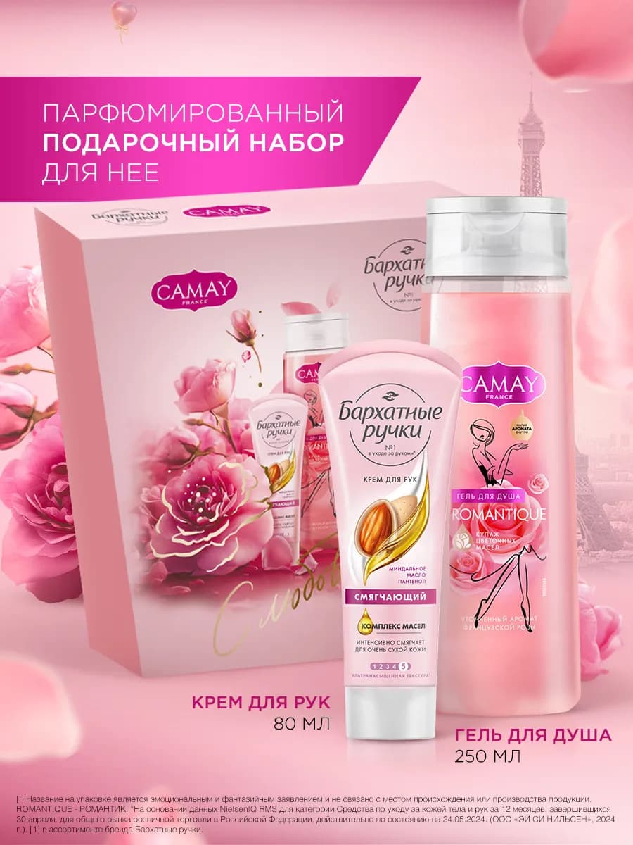 Подарочный набор гель для душа + крем для рук женский