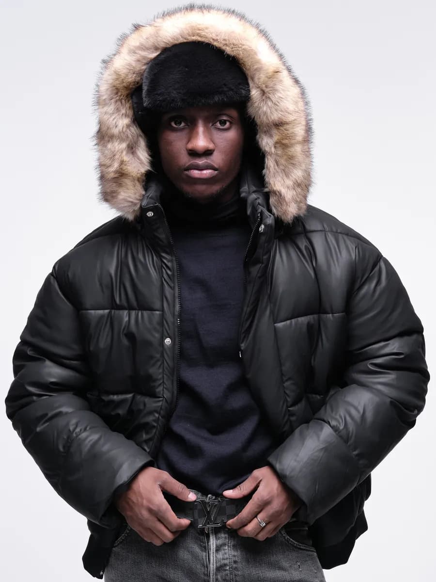 Куртка аляска кожаная с мехом