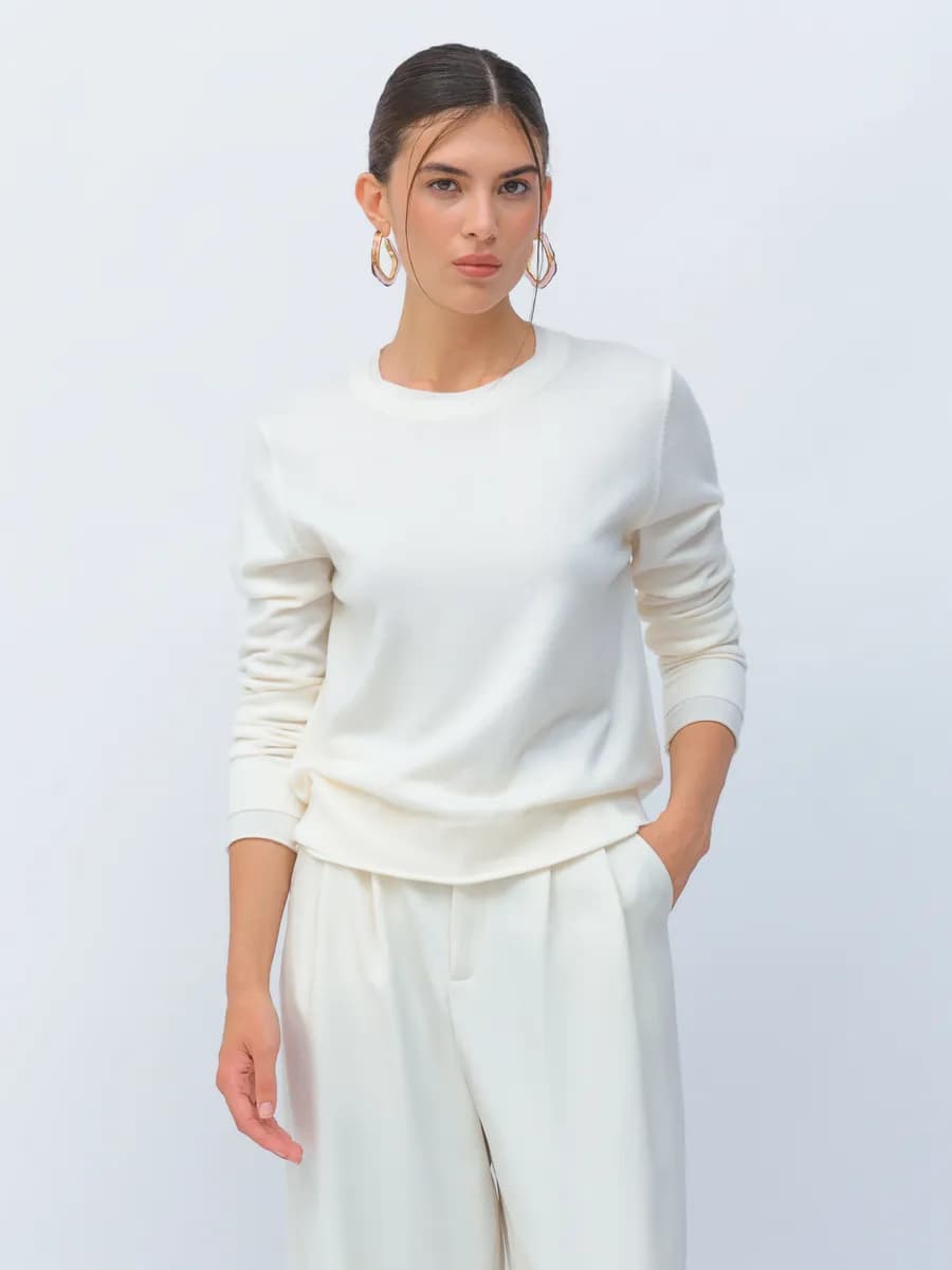 Джемпер теплый вязаный с длинным рукавом - фото 1