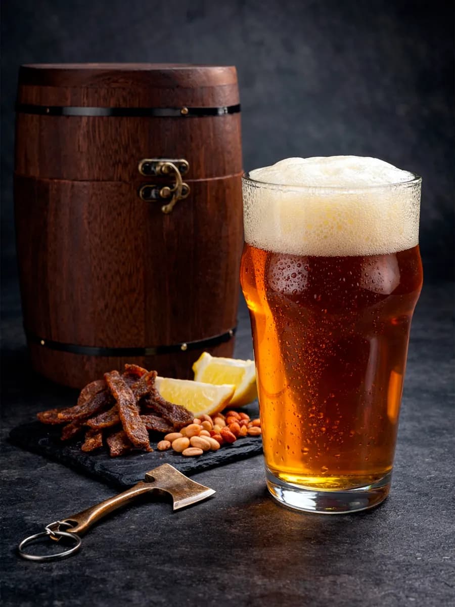 Подарочный набор с бокалом для пива в бочке