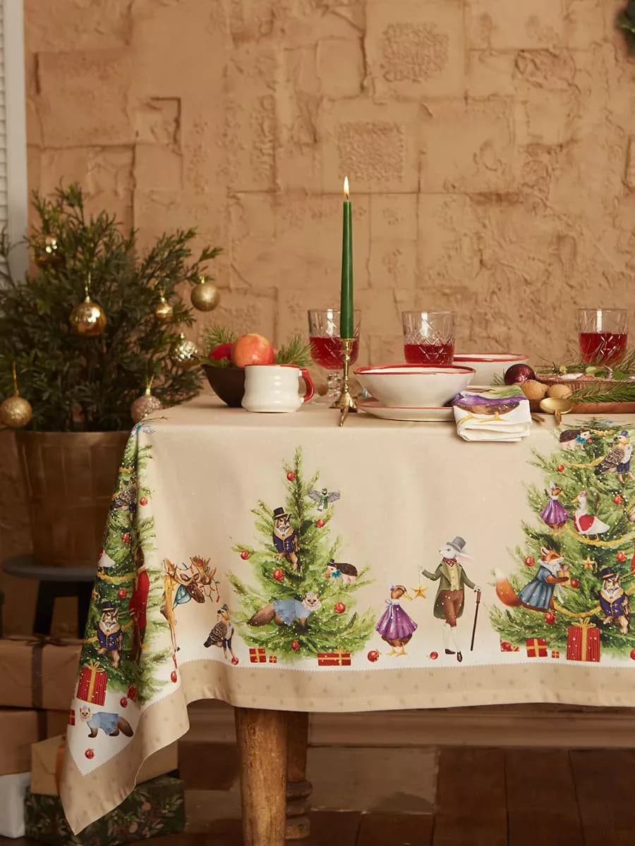 Скатерть новогодняя на стол 150х110 см прямоугольная