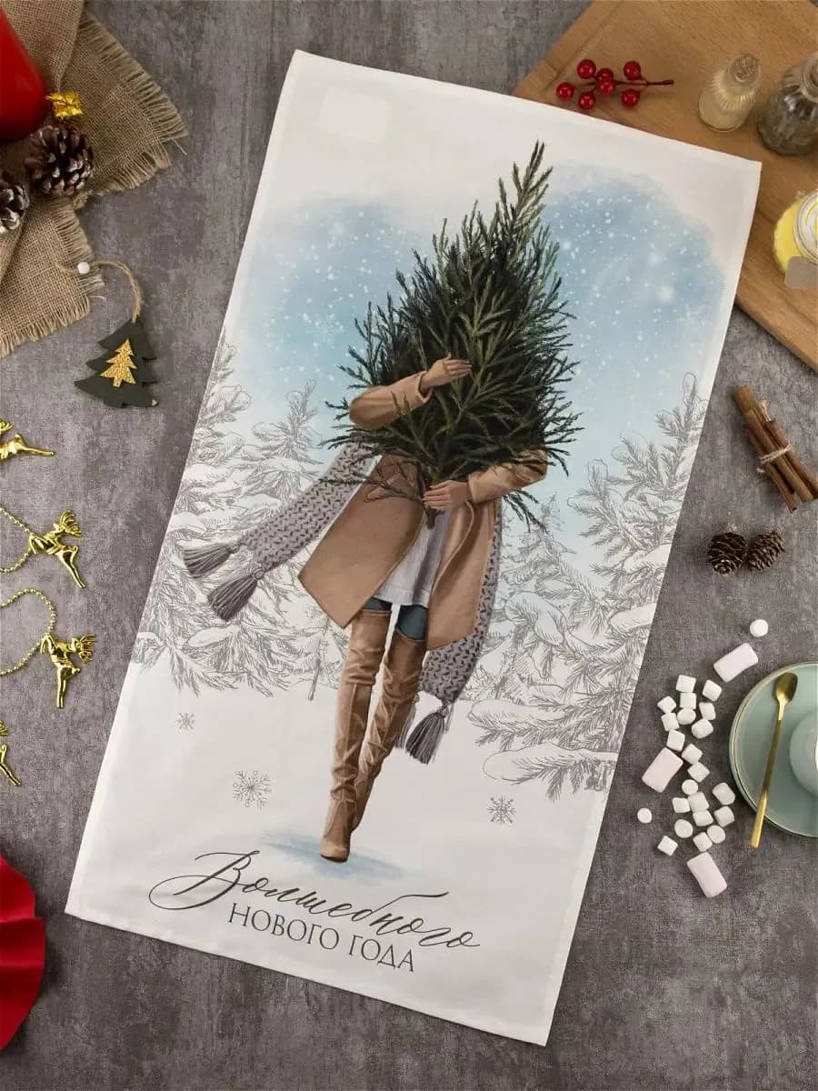 Полотенце кухонное новогоднее 40х73 см