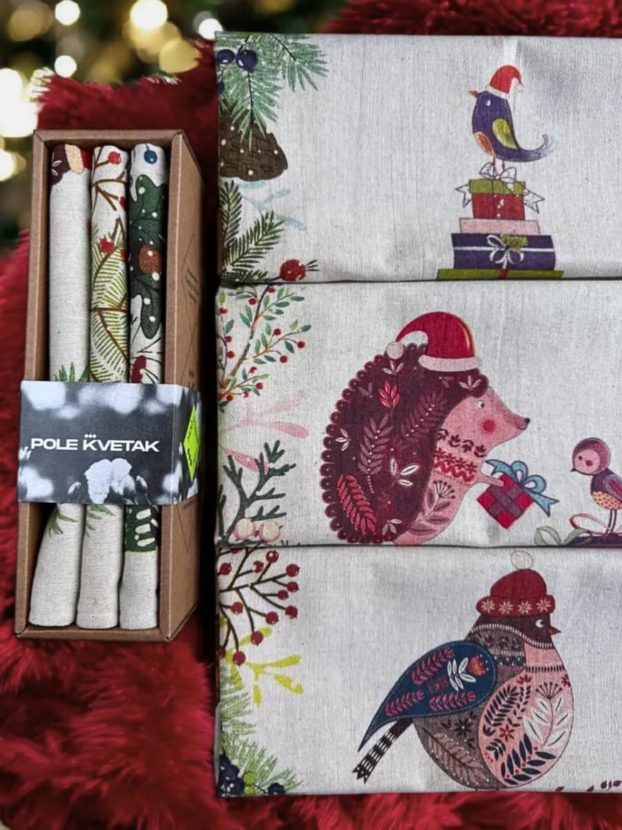 Подарочный набор кухонных полотенец лён НГ 2026 Лошади - фото 1