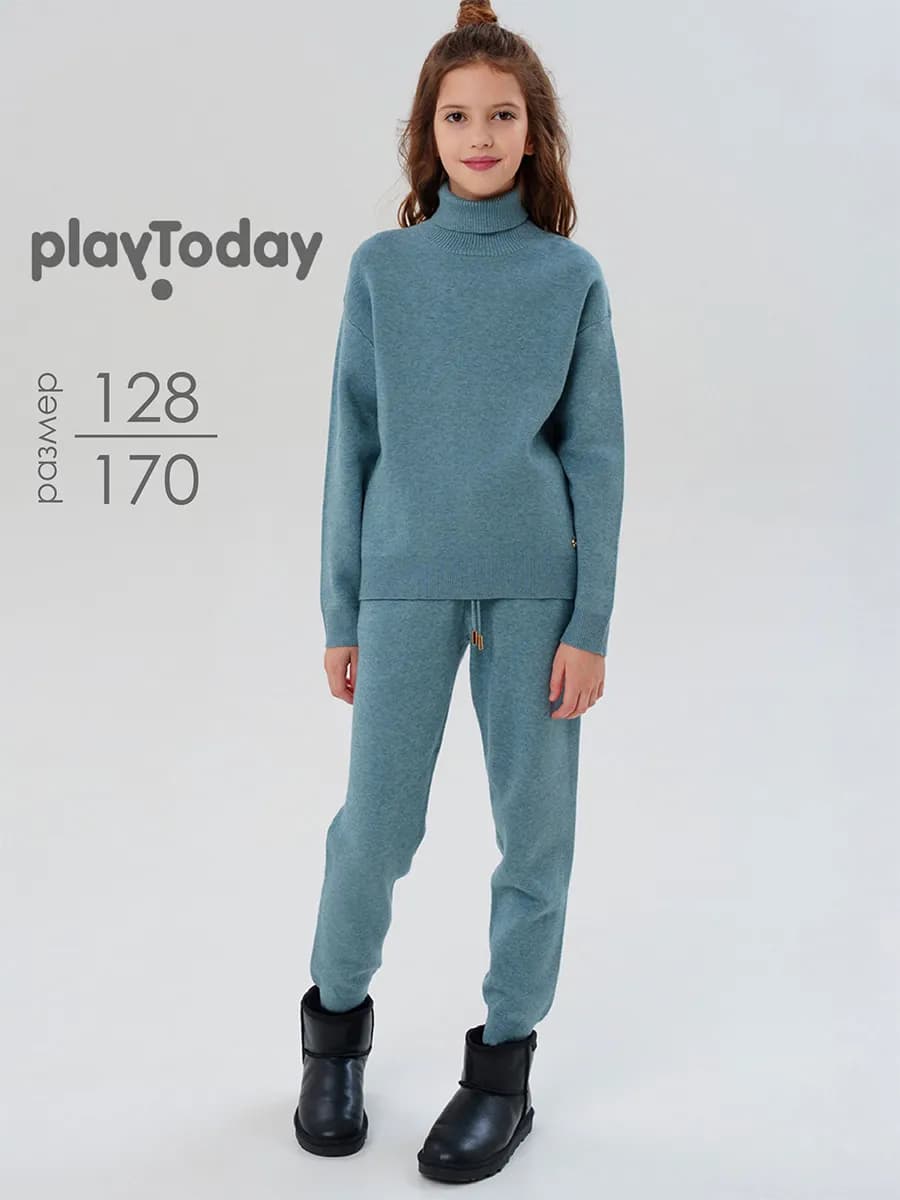 Костюм вязаный теплый подростковый джемпер водолазка, брюки