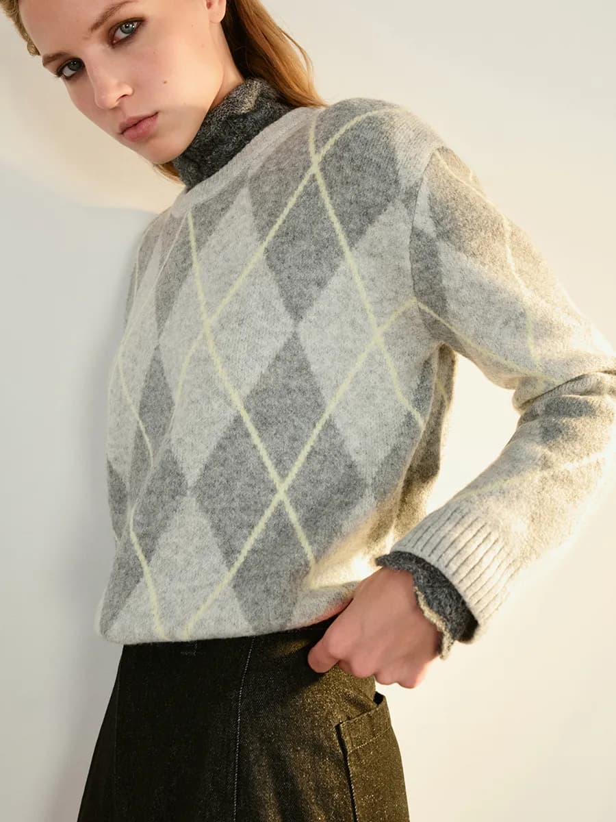 Джемпер вязаный с принтом аргайл