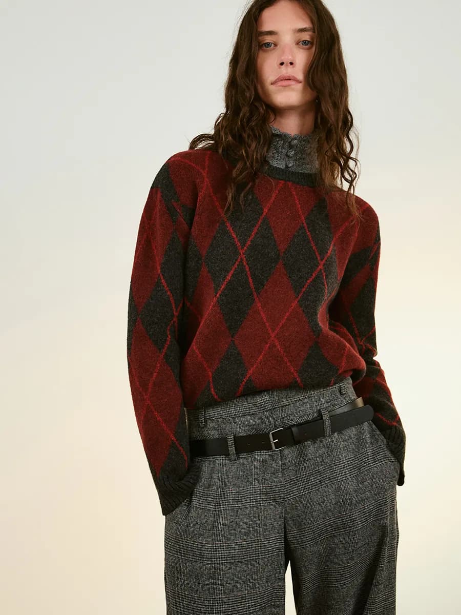 Джемпер вязаный с принтом аргайл