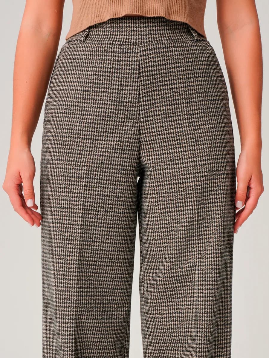 Теплые брюки палаццо на резинке классические - фото 1