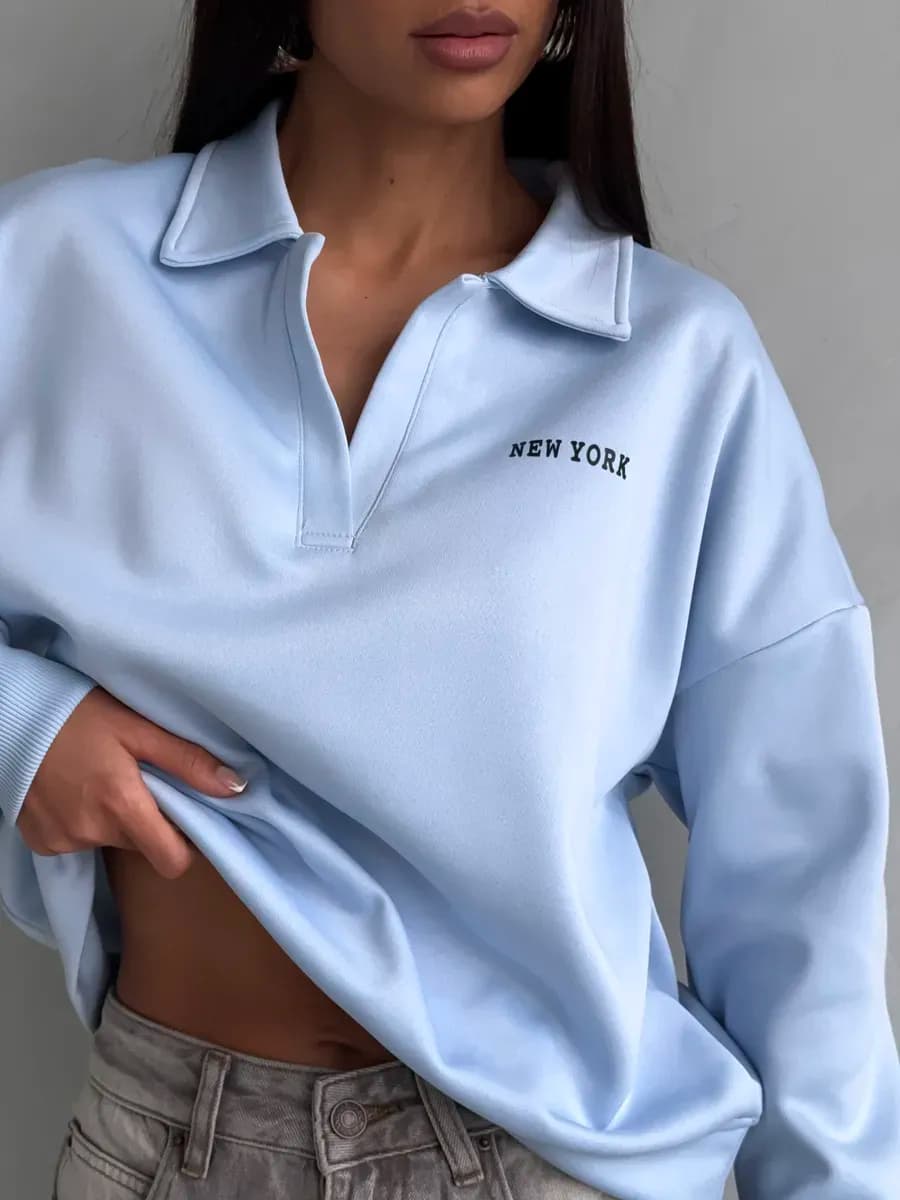 Свитшот поло с воротником - фото 1