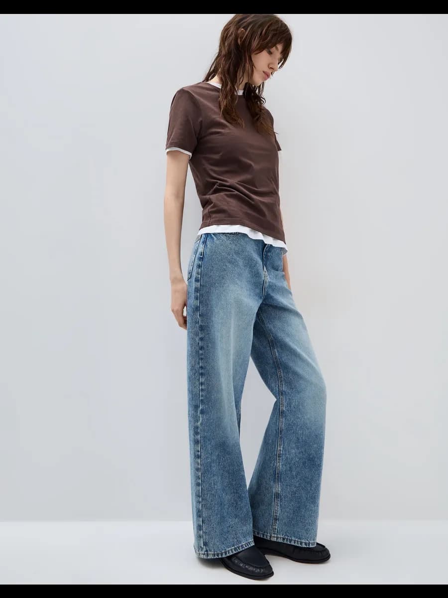 Джинсы с высокой посадкой wide leg