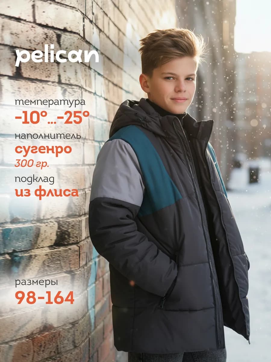 Куртка зимняя для мальчика утеплённая серая