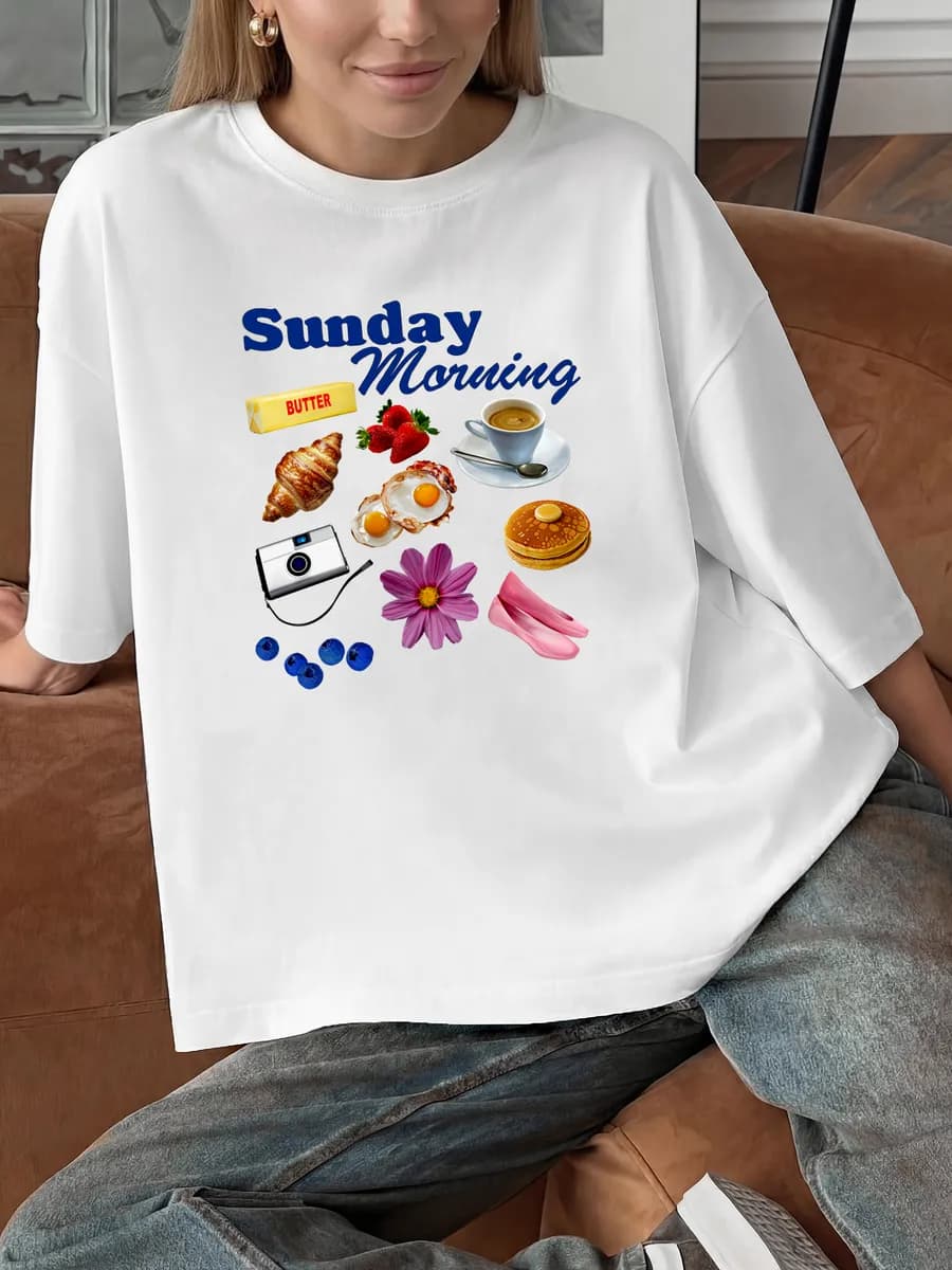 Футболка свободного кроя хлопок с принтом