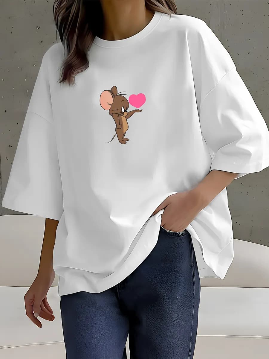 Футболка оверсайз хлопок светящийся принт повседневная