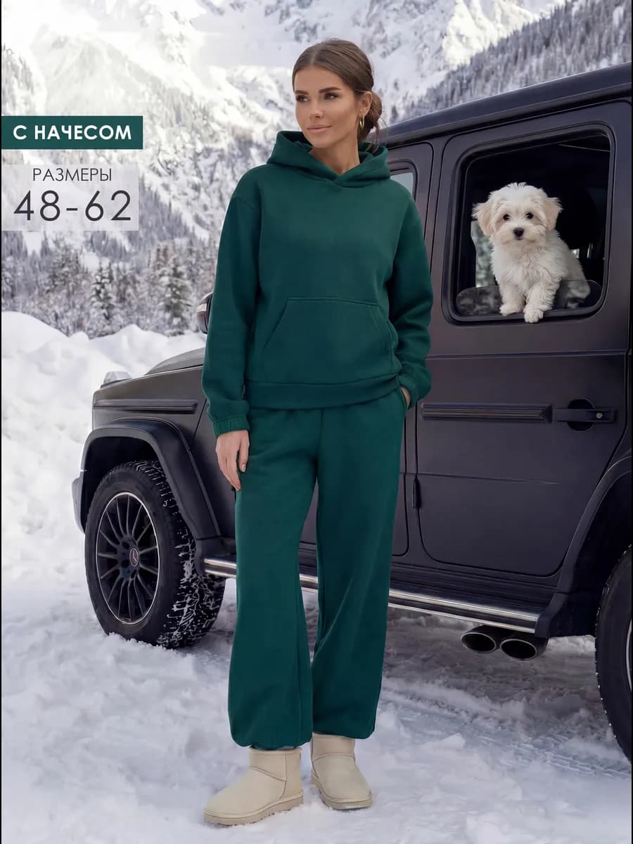 Костюм спортивный с начесом и капюшоном теплый