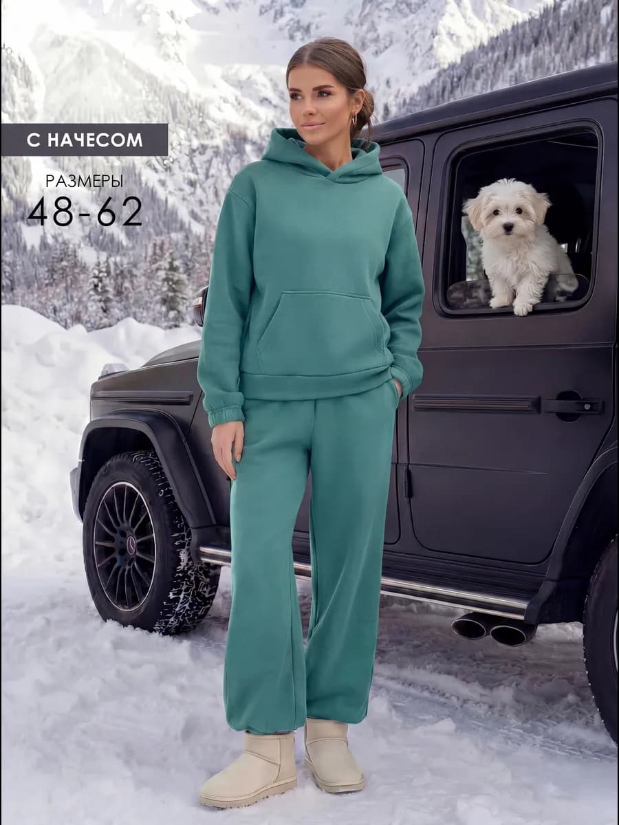 Костюм спортивный с начесом и капюшоном теплый