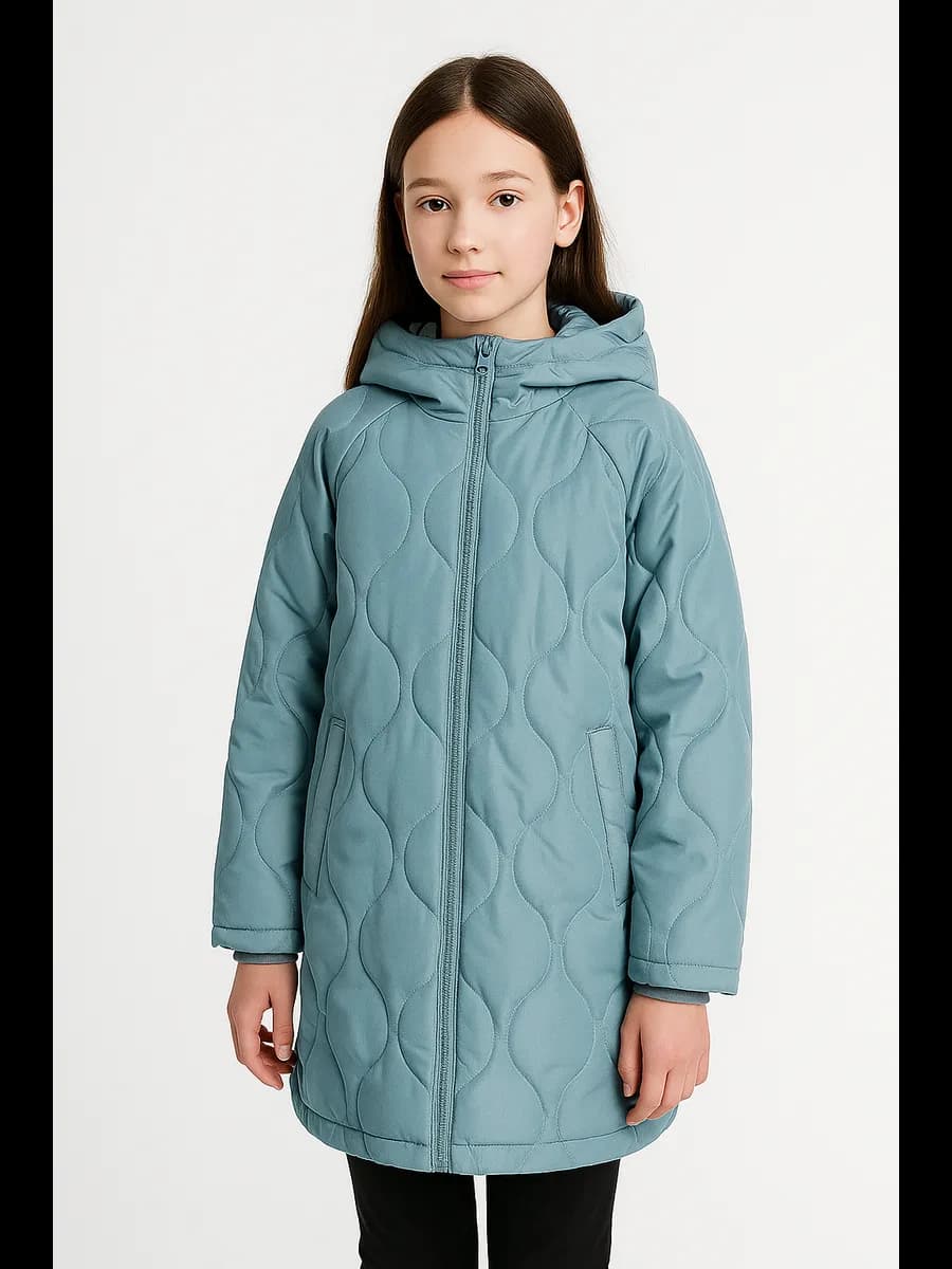 Куртка стеганая удлиненная с капюшоном