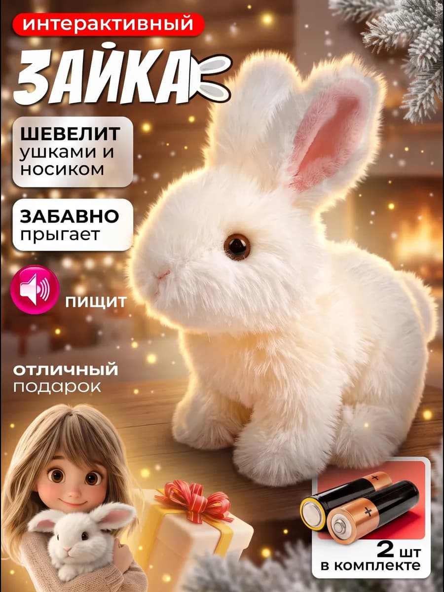 Игрушка зайка плюшевый инерактивный заяц