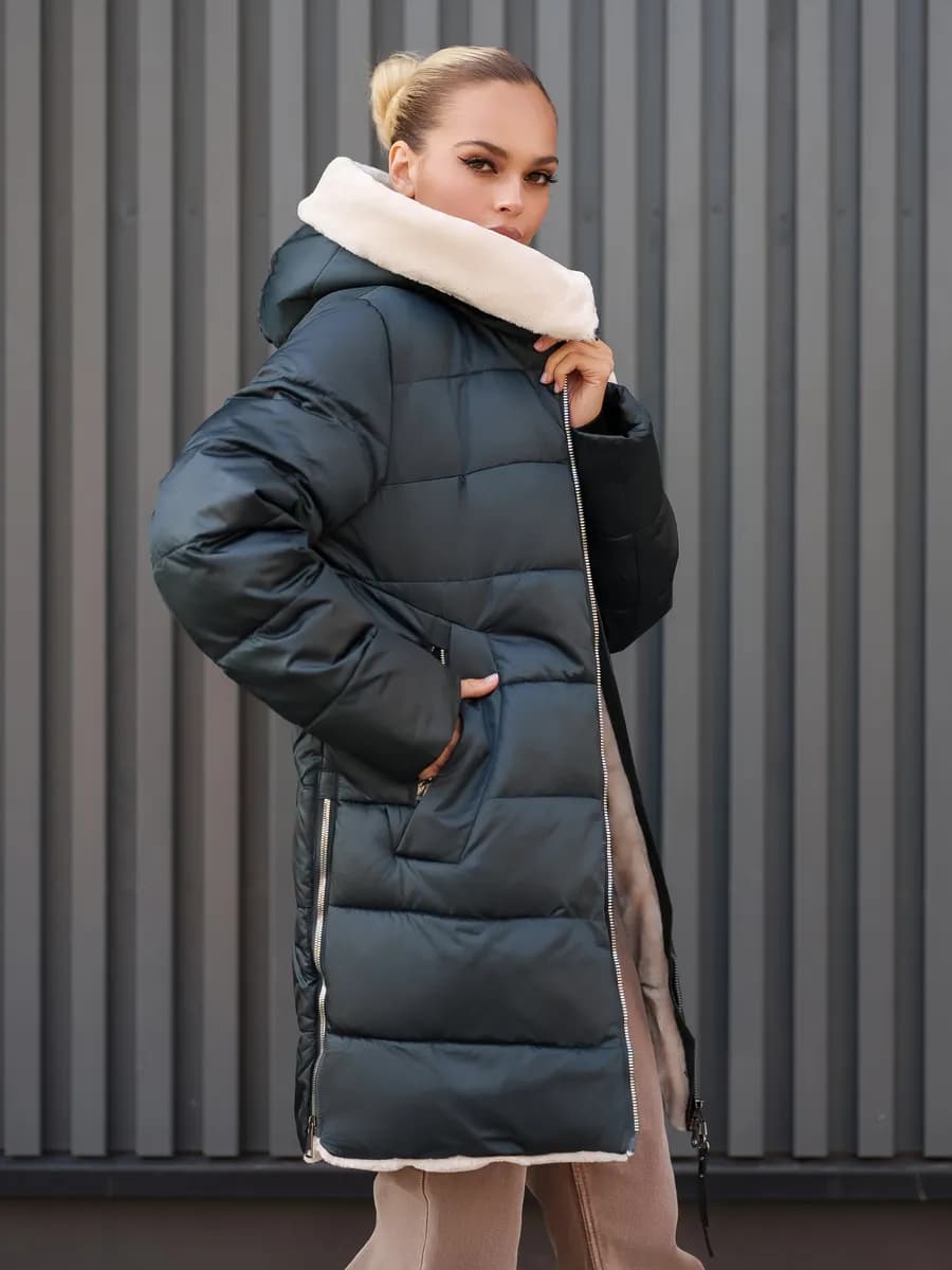 Пуховик зимний длинный оверсайз куртка