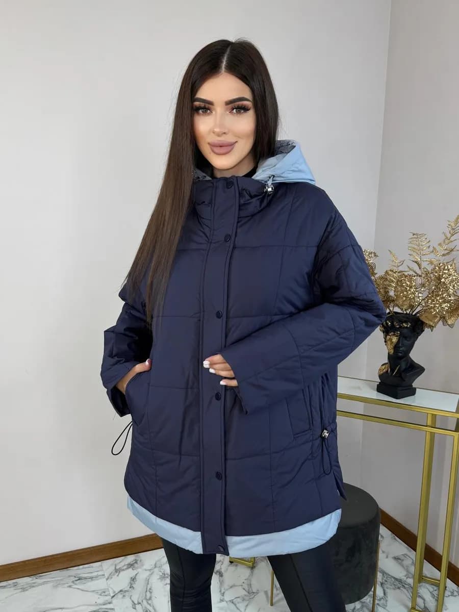 Куртка женская удлиненная осенняя весна с капюшоном