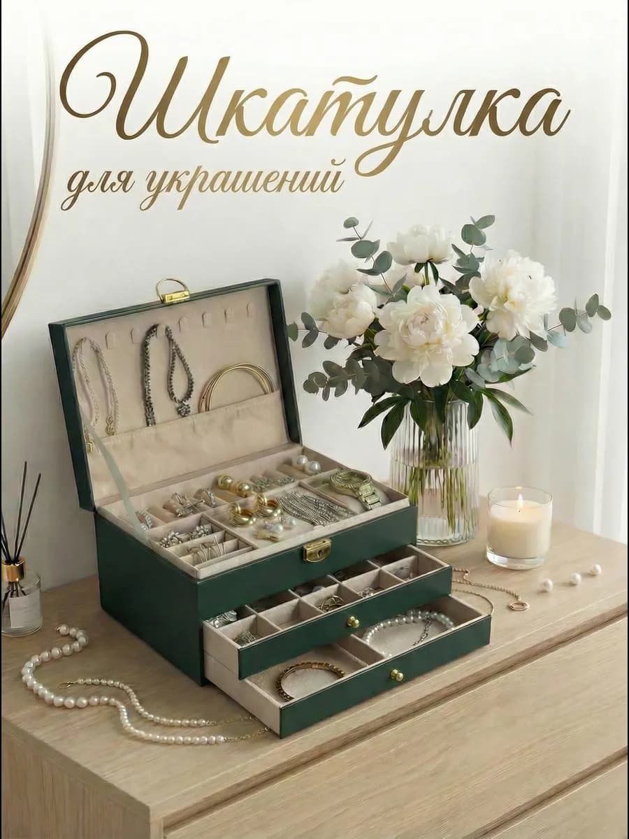 Шкатулка для украшений и бижутерии большая