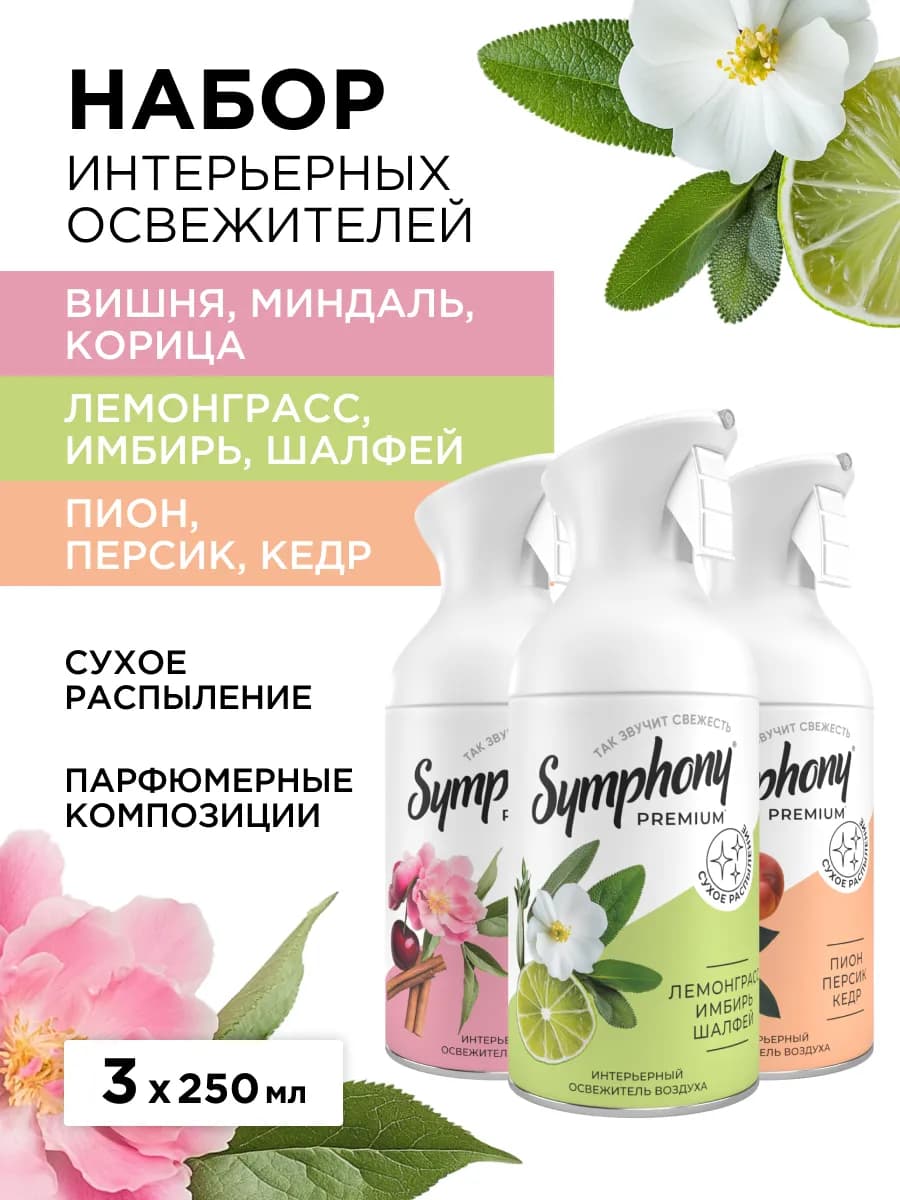 Набор освежителей воздуха спрей с триггером 3 шт по 250 мл