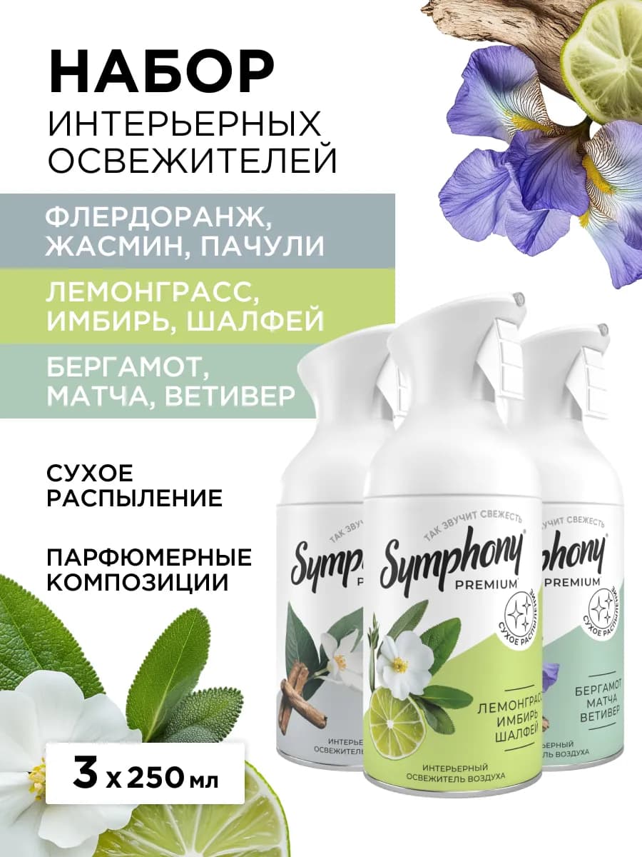 Набор освежителей воздуха спрей с триггером 3 шт по 250 мл