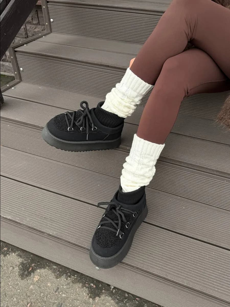 Угги зимние замшевые с мехом на платформе