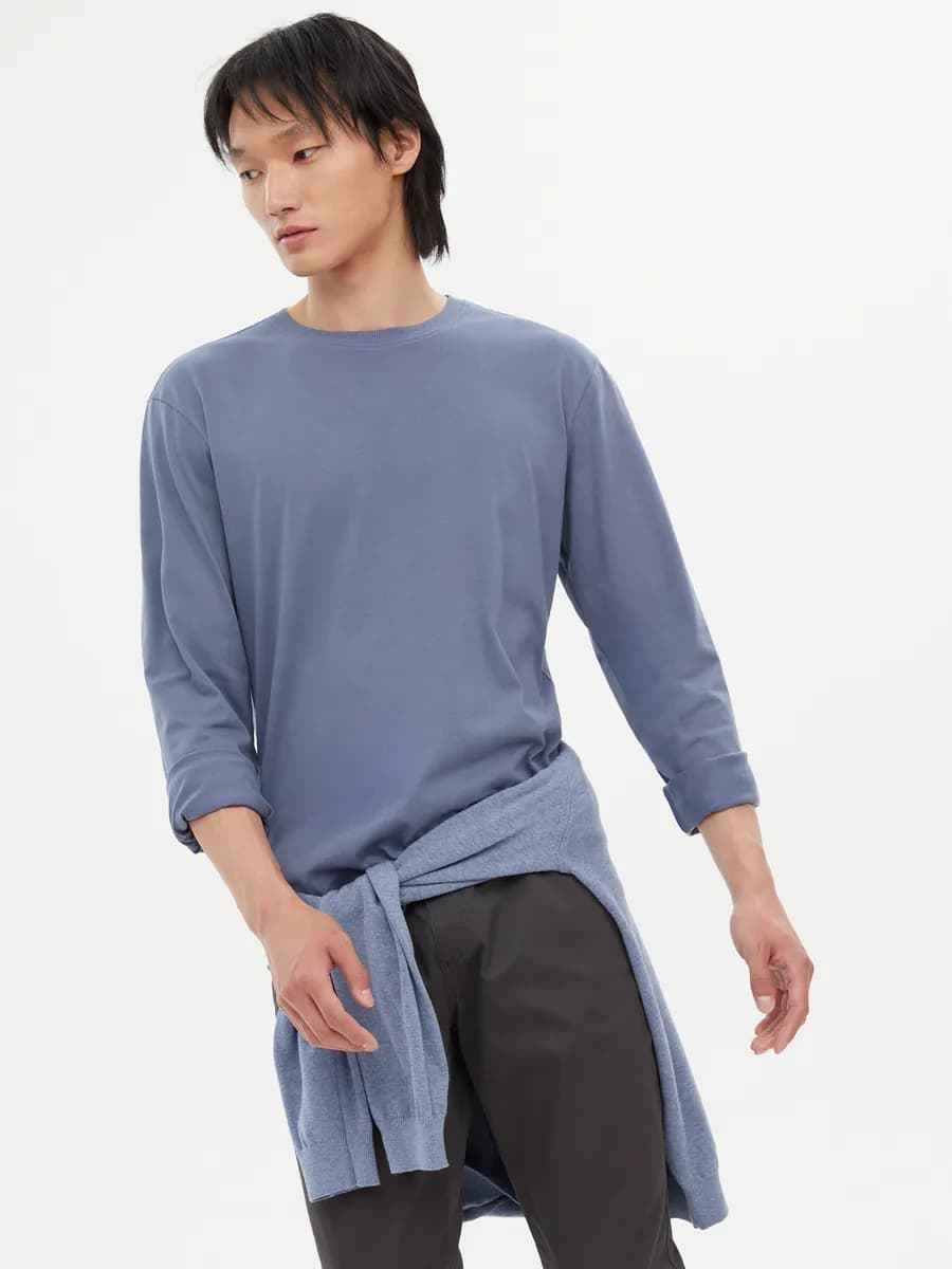 Мужской однотонный лонгслив из хлопка