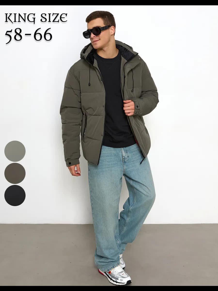 Куртка демисезонная пуховик короткий с капюшоном - фото 1