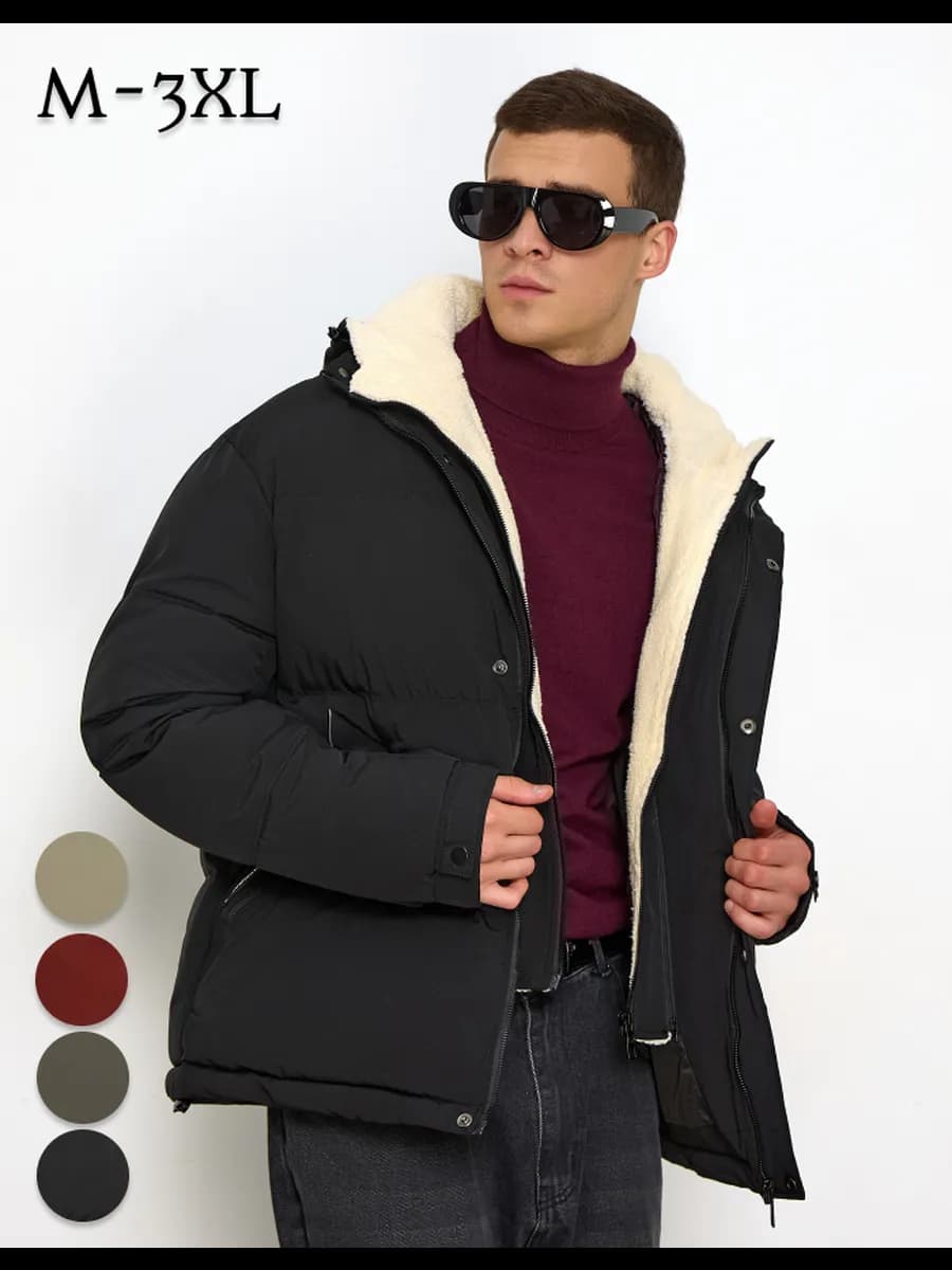 Куртка демисезонная пуховик короткий с капюшоном