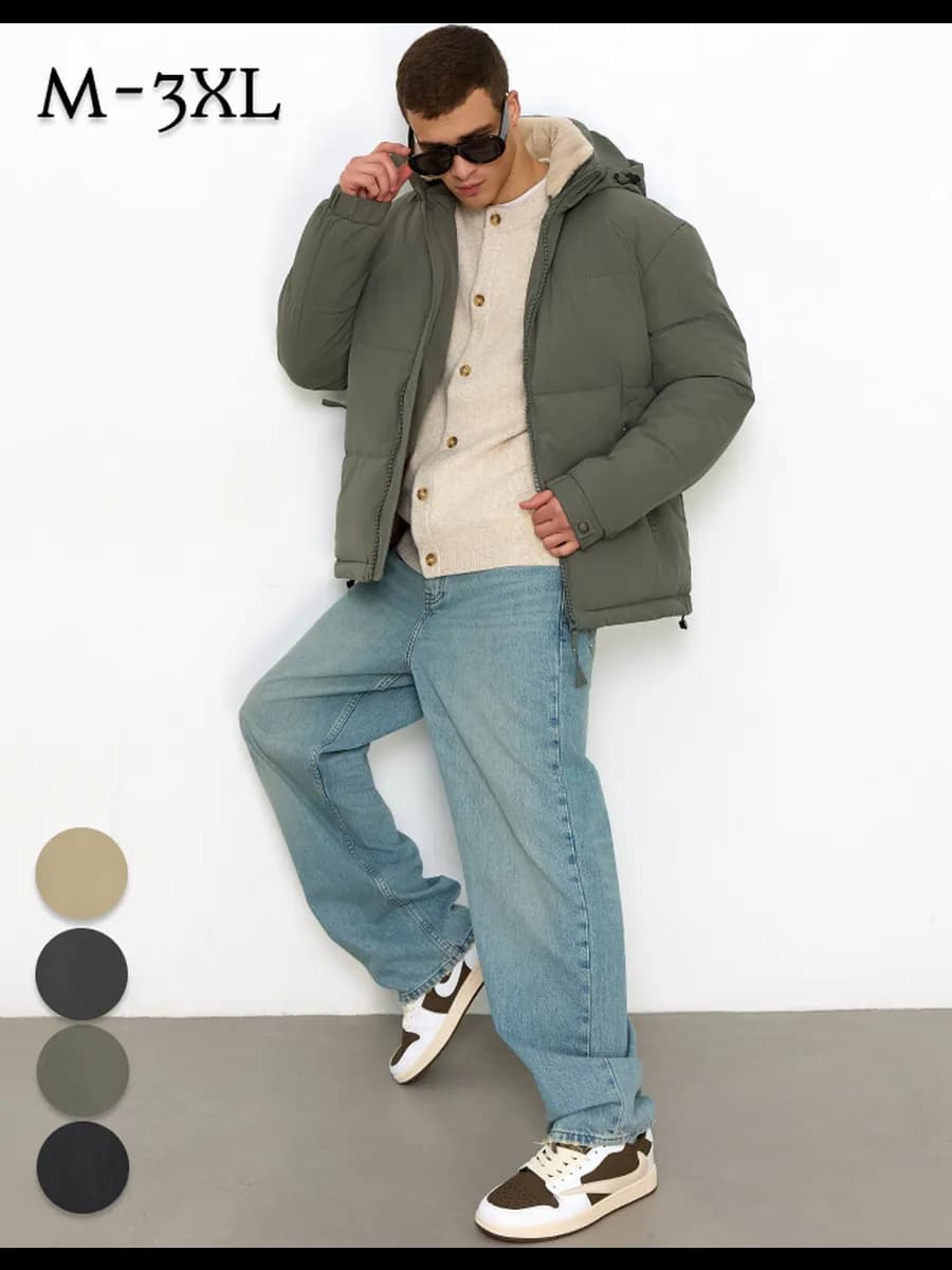 Куртка демисезонная пуховик короткий с капюшоном