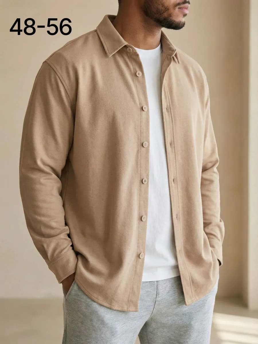 Рубашка оверсайз с длинным рукавом плотная - фото 1