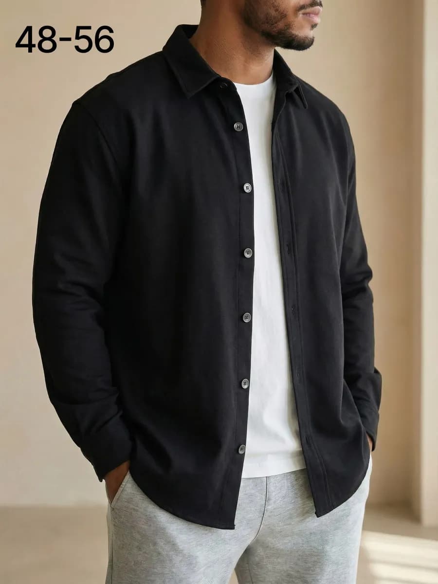 Рубашка с длинным рукавом плотная оверсайз - фото 1