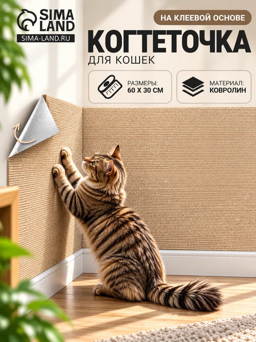Когтеточка для кошки самоклеящаяся настенная